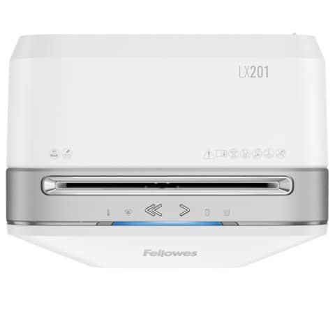 Distruggidocumenti uso moderato Fellowes LX201 - P-5 - 22 L - taglio a microframmenti 2x12 mm - bianco 5050101